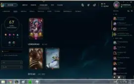V> CONTA DE LOL FULL CHAMPS, 92 SKINS, UNS 300