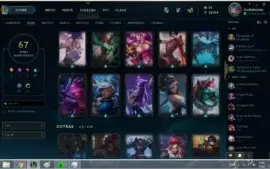 V> CONTA DE LOL FULL CHAMPS, 92 SKINS, UNS 300
