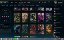 V> CONTA DE LOL FULL CHAMPS, 92 SKINS, UNS 300