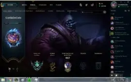 V> CONTA DE LOL FULL CHAMPS, 92 SKINS, UNS 300