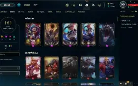 Conta LOL 161 skins + Skins Míticas Raras + Gold 1 Solo/Q