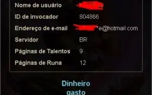 CONTA LEAGUE OF LEGENDS FALTANDO 3 CAMPEÕES E GASTO 3179 R$