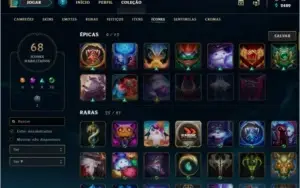 Conta league of legends lvl 92 PLATINA 4. VER DETALHES