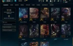 Platina 3 com 55 Champs e 18 Skins + 1 Fragmento