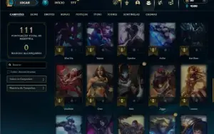 Platina 3 com 55 Champs e 18 Skins + 1 Fragmento