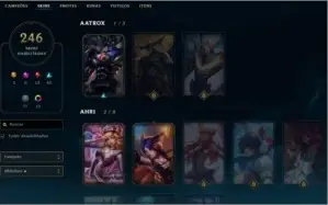 Conta LoL Plat 2 c/ Todos os Campeões e 246 skins