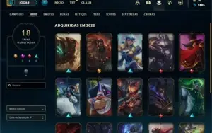 Conta Platina 4 com 43 Champs e 18 Skins + 2 Fragmentos