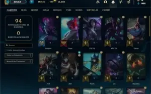Conta Platina 4 com 43 Champs e 18 Skins + 2 Fragmentos