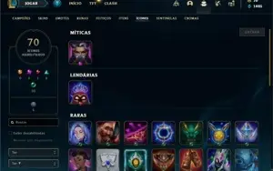 Conta Platina 4 com 43 Champs e 18 Skins + 2 Fragmentos