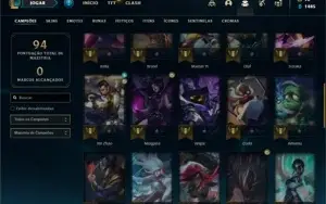 Conta Platina 4 com 43 Champs e 18 Skins + 2 Fragmentos