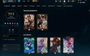 Prata 2 com TODOS os Champs e 253 Skins +3 Transcendentes