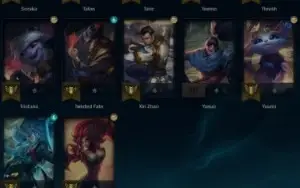 Conta platina 16 skins 2 lendarias(yasuo,leona),52 champs