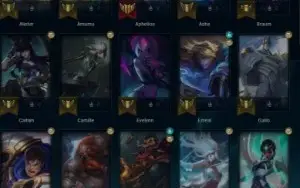 Conta platina 16 skins 2 lendarias(yasuo,leona),52 champs