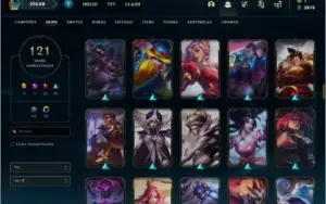 Conta DIAMANTE 1 com 121 skins e 122 champs