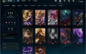 Conta DIAMANTE 1 com 121 skins e 122 champs