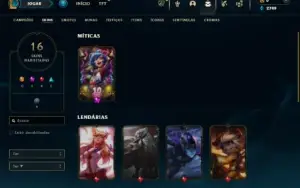 Unranked com 42 Champs e 16 Skins + 2 Fragmentos