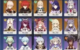 Conta genshin impact AR 56 9 personagens 5* 4 armas 5*