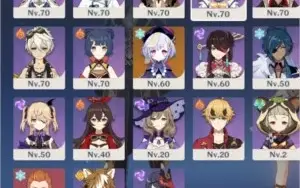 Conta genshin impact AR 56 9 personagens 5* 4 armas 5*
