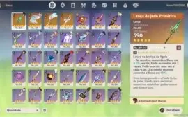 Conta genshin impact AR 56 9 personagens 5* 4 armas 5*