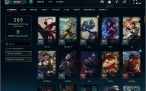 Conta unranked (Ex bronze) com 108 champs e 134 skins