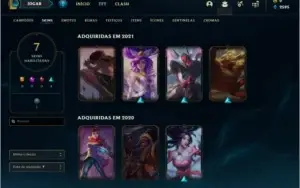 Conta ouro 3 com 7 skins e 34 champs