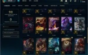 Conta ouro 3 com 7 skins e 34 champs