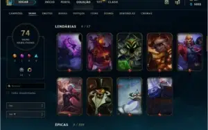 Conta lol Diamante 4 74 skins riven campeonato 121 bonecos