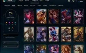 Conta lol Diamante 4 74 skins riven campeonato 121 bonecos