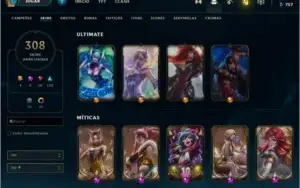 Conta Lol nvl 600+ com 300 skins++