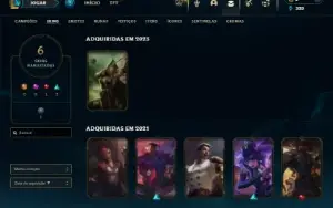 Ouro 2 com 40 Champs e 6 Skins + 2 Espolios
