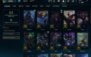 Ouro 2 com 40 Champs e 6 Skins + 2 Espolios