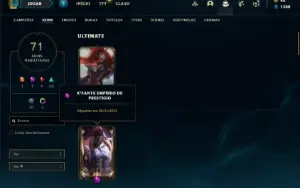 Conta prata 4 com 75 Champs e 71 Skins + 1 Prestigio Ksante