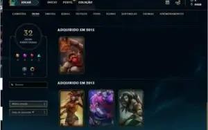 Conta League of legends 103 Champ 32 Skin platina 3