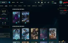 Conta de lol criada em 2012 com muitas skins