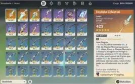 Conta com Venti com constelação + 3 armas 5 estrelas.