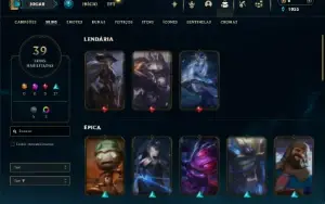 Ouro 2 com 110 Champs e 39 Skins + 8 Fragmentos
