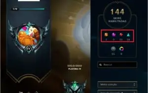 Conta de LoL 144 Skins Platina IV