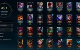 Conta de LOL all champions, borda platina/diamante.