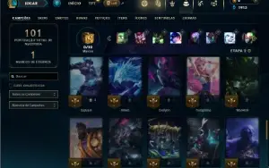 Unranked com 60 Champs e 19 Skins + 1 Prestigio