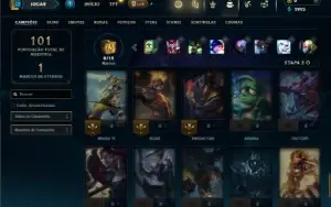Unranked com 60 Champs e 19 Skins + 1 Prestigio