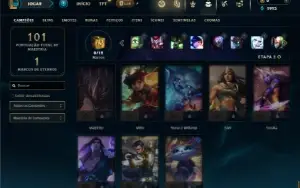 Unranked com 60 Champs e 19 Skins + 1 Prestigio