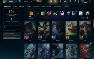 Unranked com 60 Champs e 19 Skins + 1 Prestigio