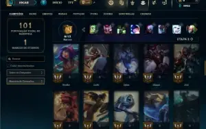Unranked com 60 Champs e 19 Skins + 1 Prestigio