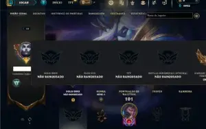 Unranked com 60 Champs e 19 Skins + 1 Prestigio