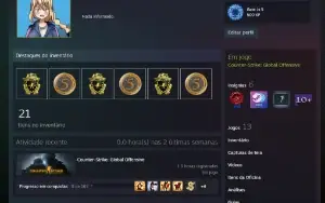 Steam Cs Prime (2 Medalhas) +Yu-Gi-Oh! +Hitman +Outros