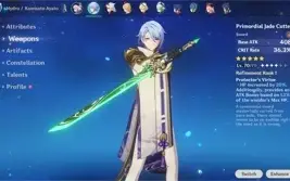 Kamisato Ayato + Espada de Jade primordial