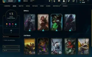 Bronze 4 com 35 Champs e 13 Skins + 2 Fragmentos