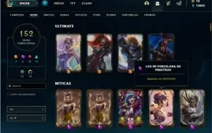 Conta bronze 4 com 125 Champs e 152 Skins + 4 Prestigios