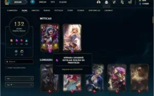Conta diamante 1 com 155 champs e 132 skins + 1 Prestigio