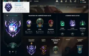 Conta diamante 1 com 155 champs e 132 skins + 1 Prestigio